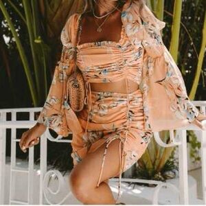 Vici X summer of Diane Floral Peach Crop Top